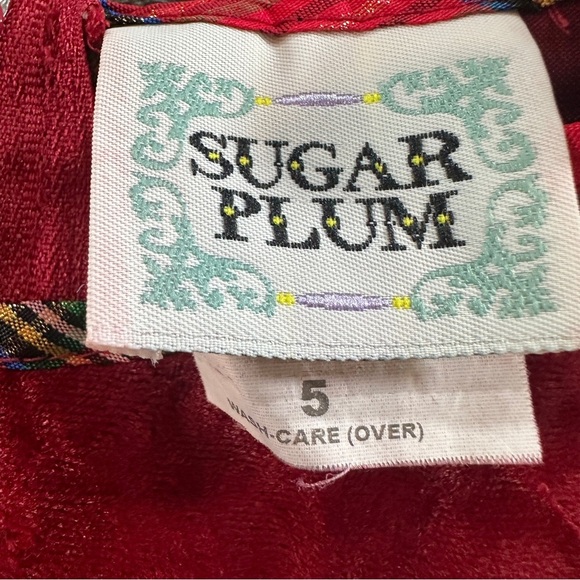 Sugar Plum Red Plaid Dress with Velvet Top Girls Christmas Recital Sz 5 - Picture 6 of 11